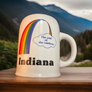 Vintage Indiana Tall "End of the Rainbow"Coffee Mug / Stein Papel USA MCM 91605